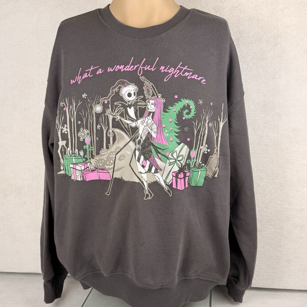 Disney Nightmare Before Christmas Sweatshirt XXS Fits S M Oversized Jack Sally